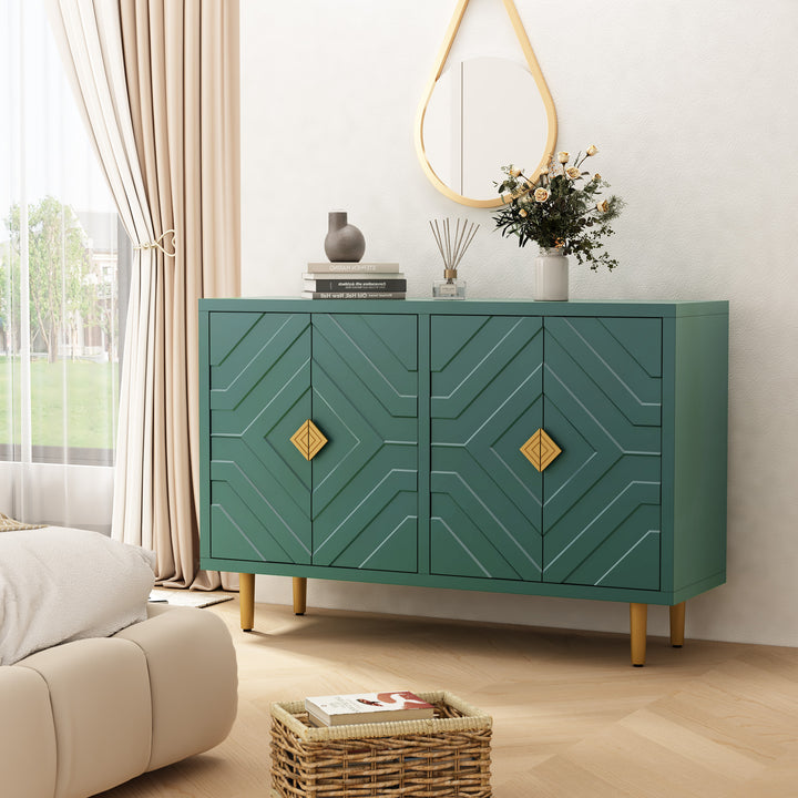 HLR® Modern Accent Cabinet – Decorative Embossed Pattern Doors Sideboard Buffet Credenza with Storage – Stylish Storage for Living Room & Dining