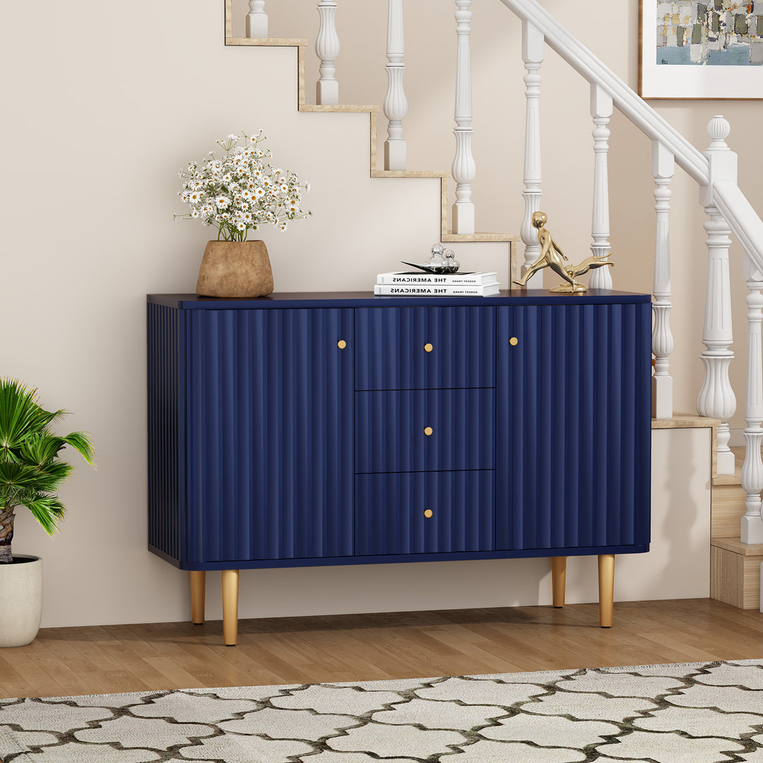 HLR® Modern Fluted Accent Sideboard Buffet with Drawers & Storage Cabinet – Stylish Organizer for Entryway, Kitchen & Living Room