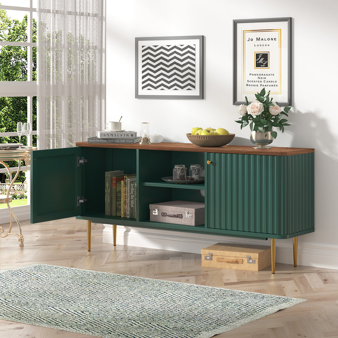 HLR® Mid Century Modern Fluted TV Stand with Stylish Storage for Living Room & Bedroom