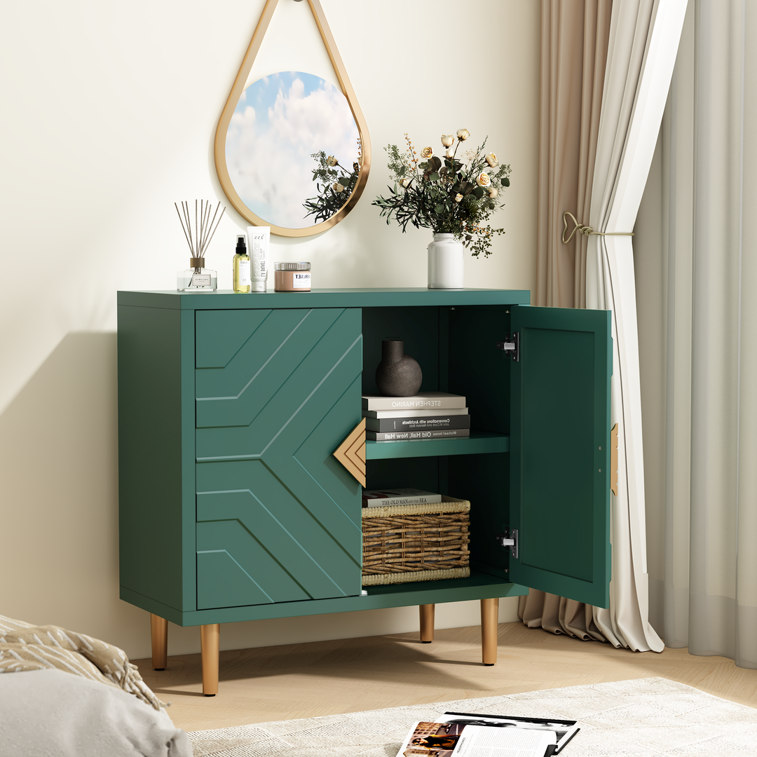 HLR® Modern Accent Cabinet – Decorative Embossed Pattern Doors Sideboard Buffet with Storage – Stylish Storage for Living Room & Dining