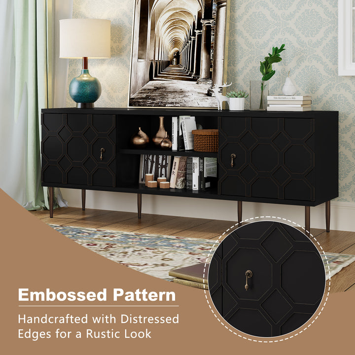 HLR® Mid-Century Modern Brown Nightstand – Single 2-Drawer Solid Wood End Table with Antique Brass Handles – for Bedroom & Living Room