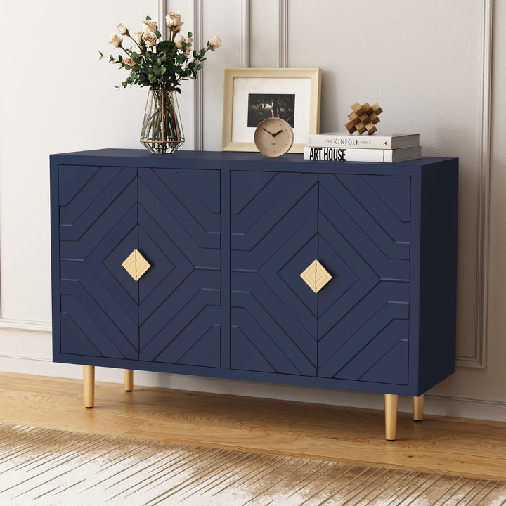 HLR® Modern Accent Cabinet – Decorative Embossed Pattern Doors Sideboard Buffet Credenza with Storage – Stylish Storage for Living Room & Dining