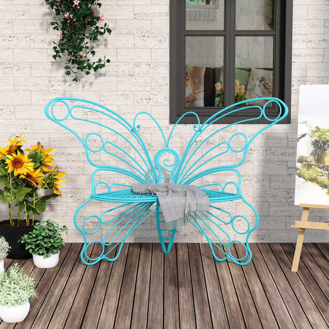 50" Butterfly-Design Cast Iron Outdoor Bench – Heavy-Duty Weatherproof Patio Seat with Rust-Resistant Finish (Garden & Yard)