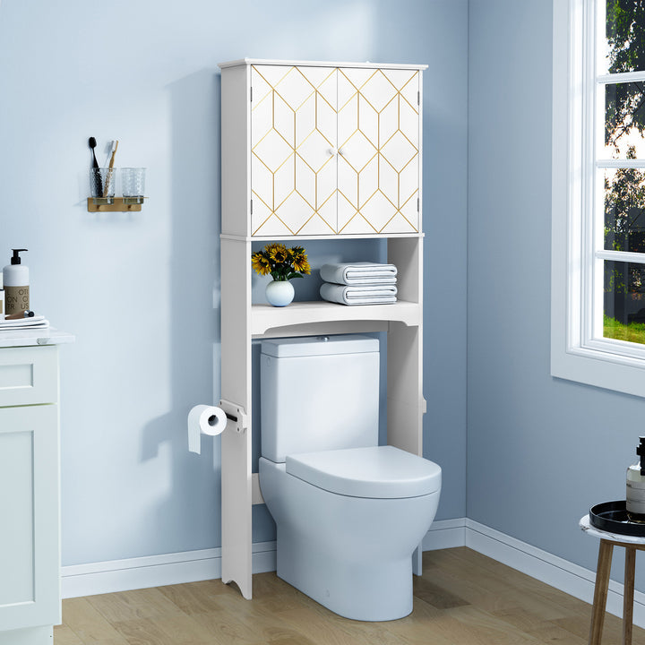HLR® Space-Saving Over-The-Toilet Storage Cabinet with Doors & Adjustable Shelves – Fits Most Standard Toilets for Bathroom Organization