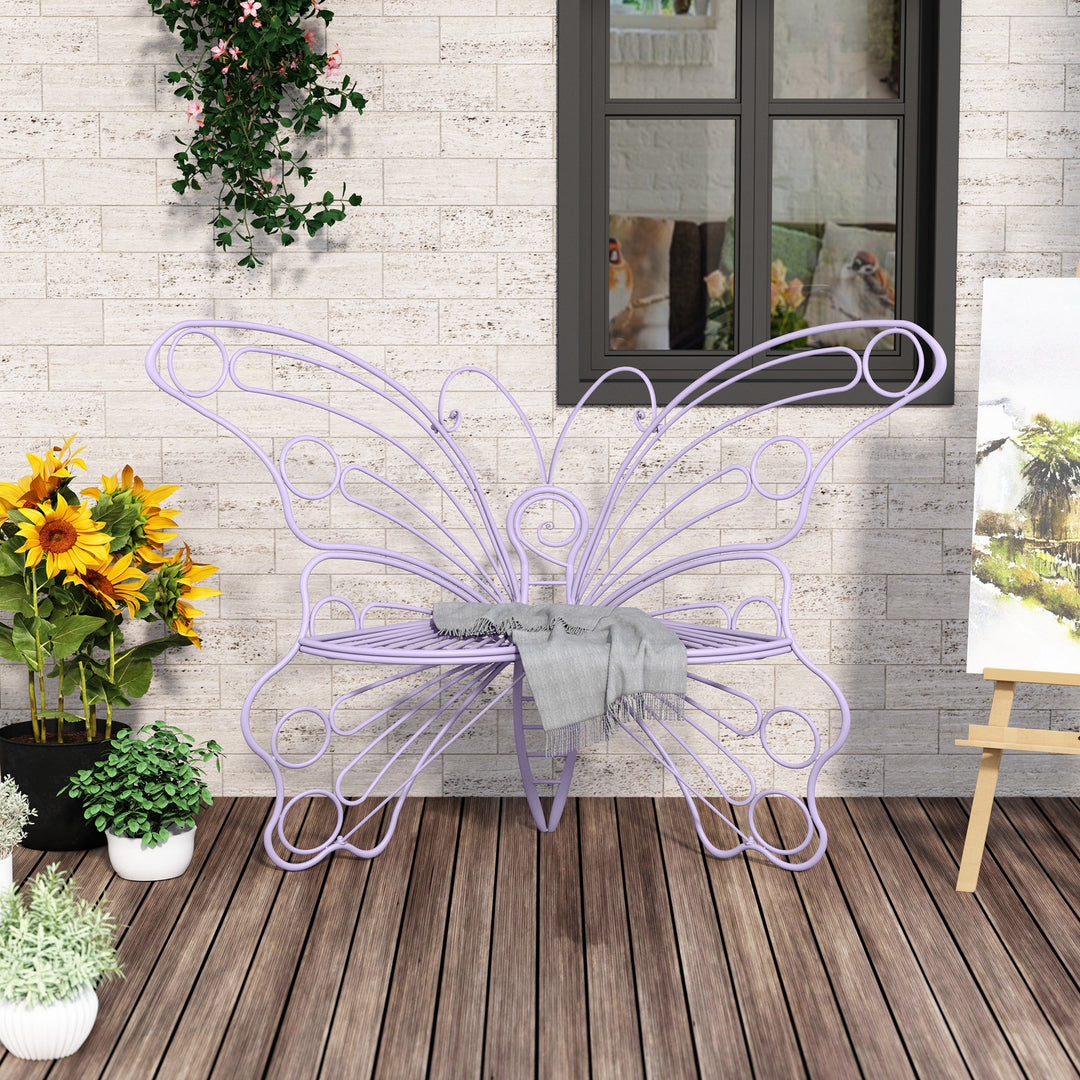 50" Butterfly-Design Cast Iron Outdoor Bench – Heavy-Duty Weatherproof Patio Seat with Rust-Resistant Finish (Garden & Yard)