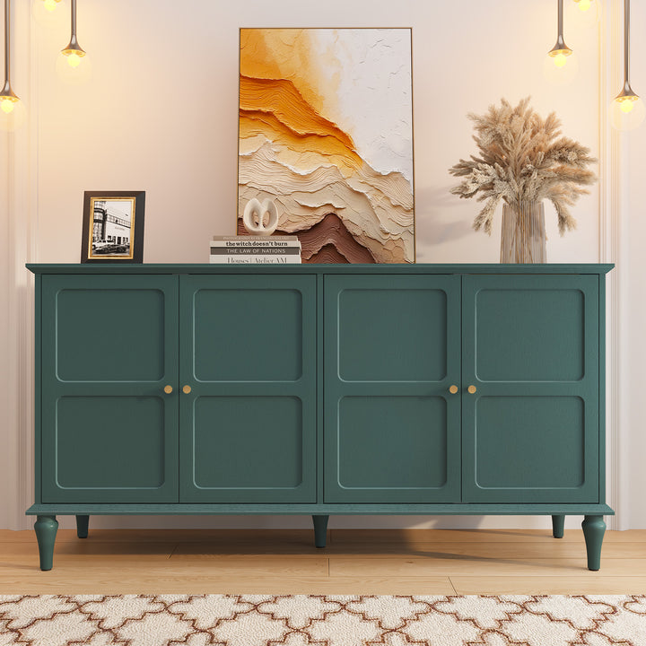 HLR® Mid Century 58'' Wooden Sideboard Buffet Cabinet – 4-Door Storage for Living, Dining & Bedroom