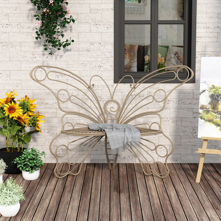 50" Butterfly-Design Cast Iron Outdoor Bench – Heavy-Duty Weatherproof Patio Seat with Rust-Resistant Finish (Garden & Yard)