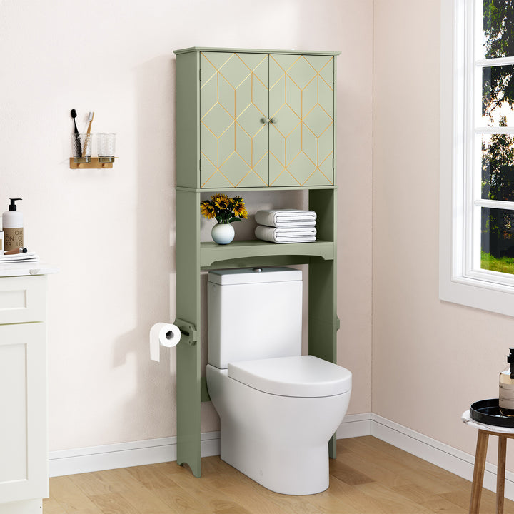HLR® Space-Saving Over-The-Toilet Storage Cabinet with Doors & Adjustable Shelves – Fits Most Standard Toilets for Bathroom Organization