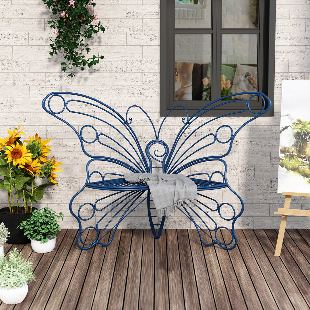 50" Butterfly-Design Cast Iron Outdoor Bench – Heavy-Duty Weatherproof Patio Seat with Rust-Resistant Finish (Garden & Yard)