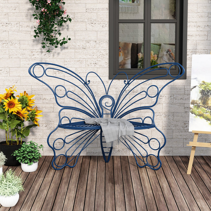 50" Butterfly-Design Cast Iron Outdoor Bench – Heavy-Duty Weatherproof Patio Seat with Rust-Resistant Finish (Garden & Yard)