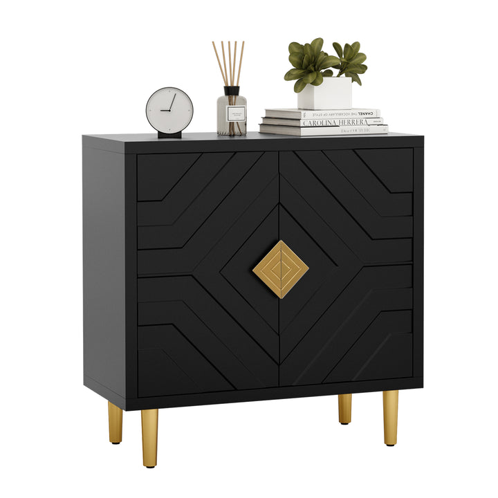 HLR® Modern Accent Cabinet – Decorative Embossed Pattern Doors Sideboard Buffet with Storage – Stylish Storage for Living Room & Dining