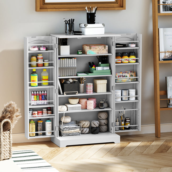 HLR® 41" Classic White Freestanding Kitchen Pantry Cabinet with Adjustable Shelves & Doors – Versatile Storage for Kitchen, Dining & Living Spaces