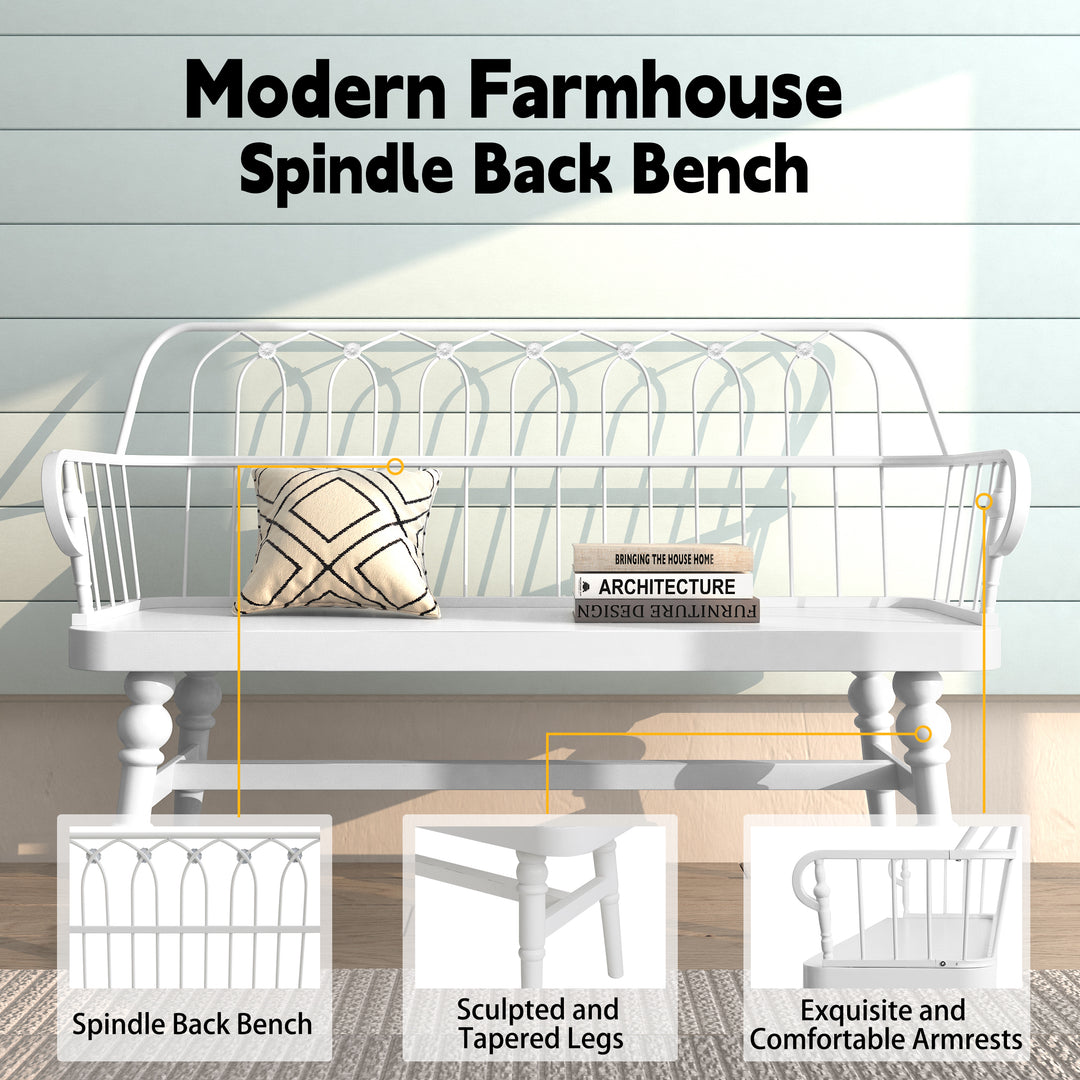 HLR® Mid-Century Modern Entryway Bench – Metal Frame with Solid Wood Legs | Industrial Hallway Seating with Retro Charm