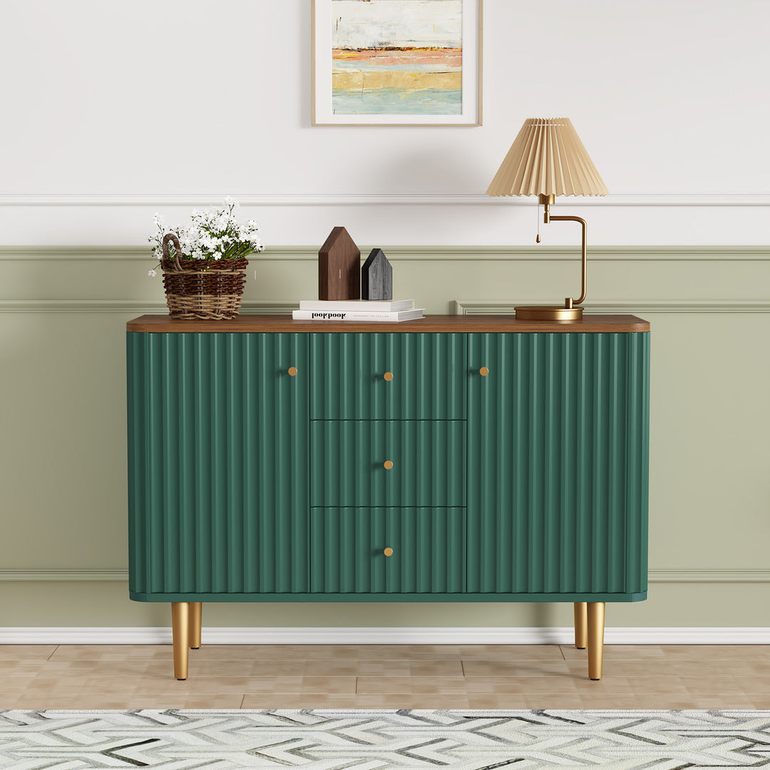 HLR® Modern Fluted Accent Sideboard Buffet with Drawers & Storage Cabinet – Stylish Organizer for Entryway, Kitchen & Living Room