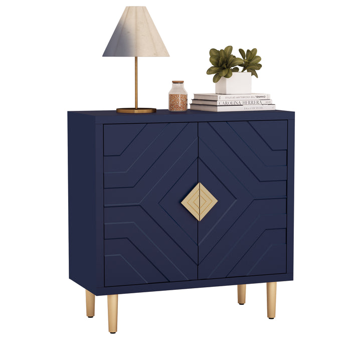 HLR® Modern Accent Cabinet – Decorative Embossed Pattern Doors Sideboard Buffet with Storage – Stylish Storage for Living Room & Dining
