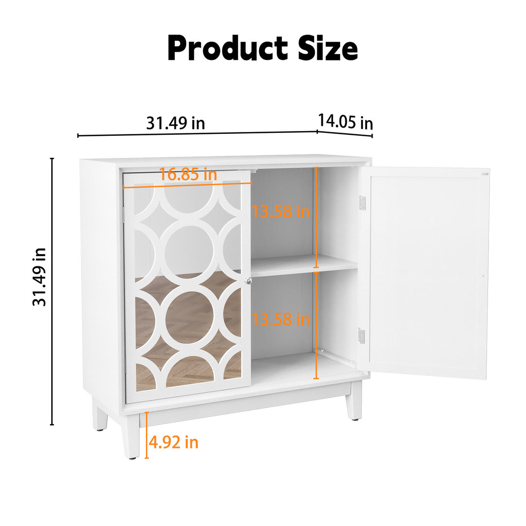 HLR® Modern Sideboard Buffet with 2 Mirror Doors – Glam Accent Storage Cabinet for Living, Dining & Entryway