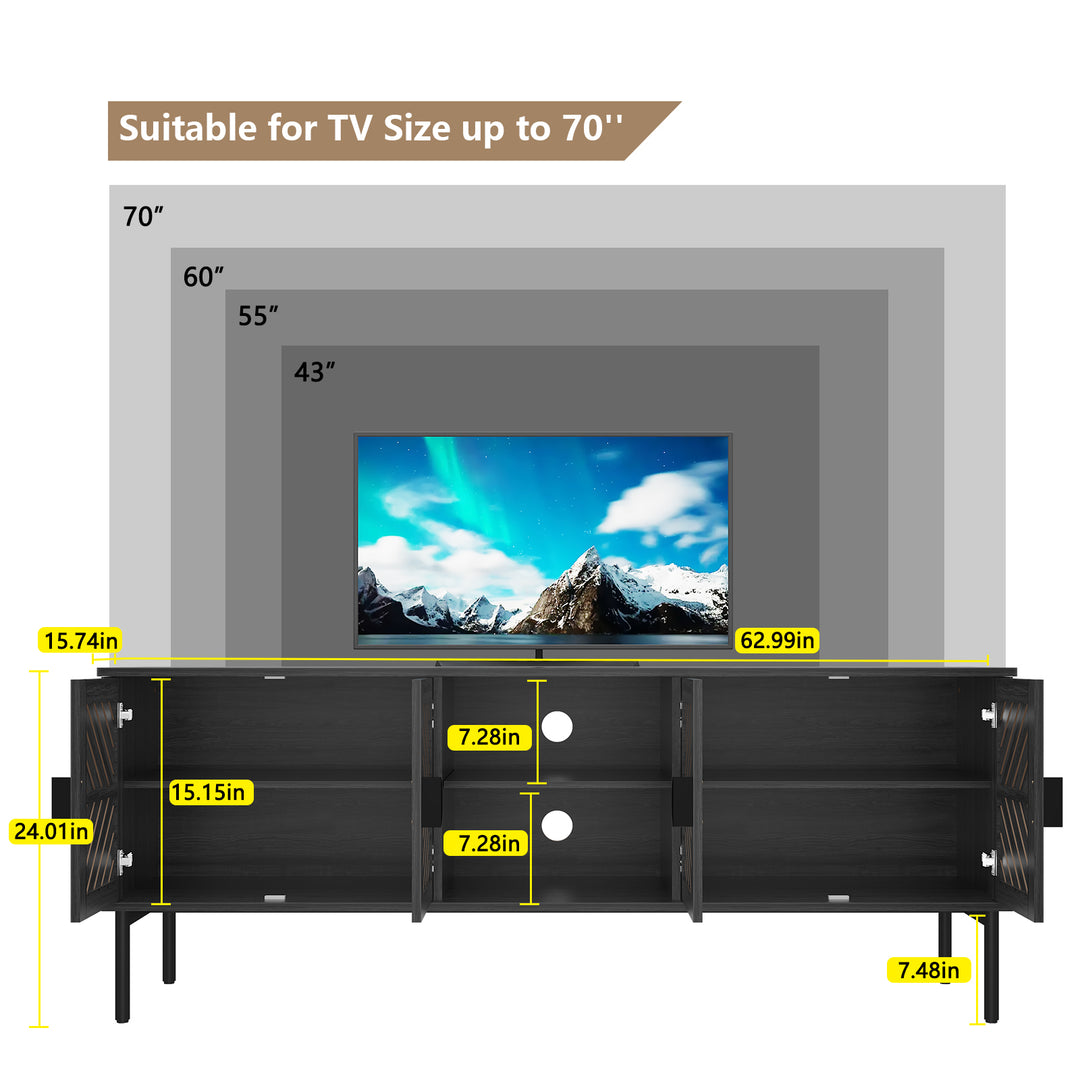 HLR® Modern Wood TV Stand with 2-Tier Shelves & Storage – Stylish Centerpiece for Living Room