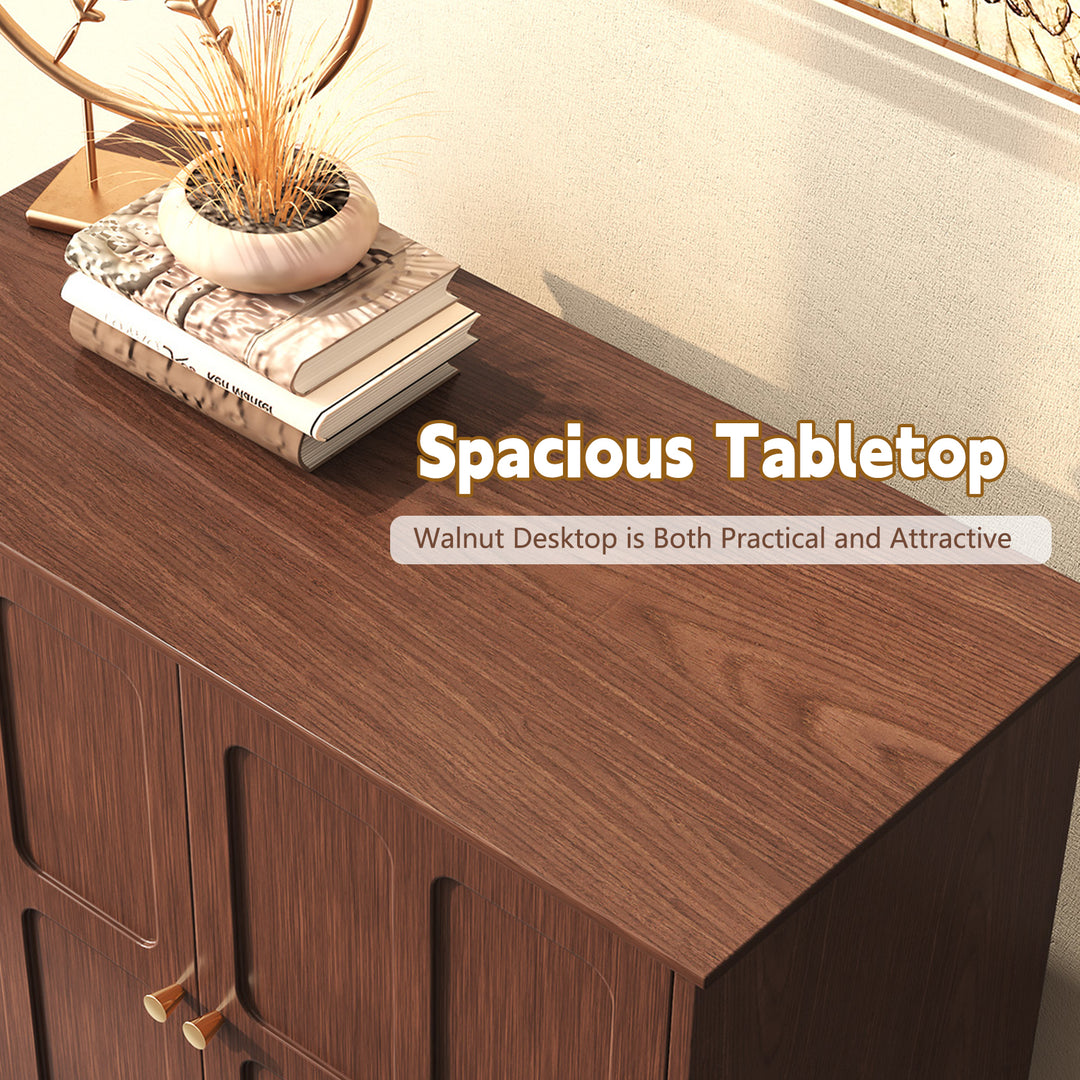 HLR® Mid-Century Modern 31.4''W Wooden Credenza Sideboard – 2-Door with Adjustable Shelves for Living & Dining Room