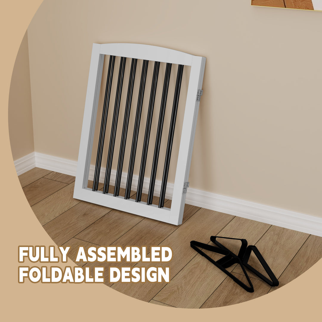 HLR® Freestanding Foldable Wooden Dog Gate Indoor Safety Fence for Stairs and Doorways Step Over with Support Feet for Puppies and Dogs