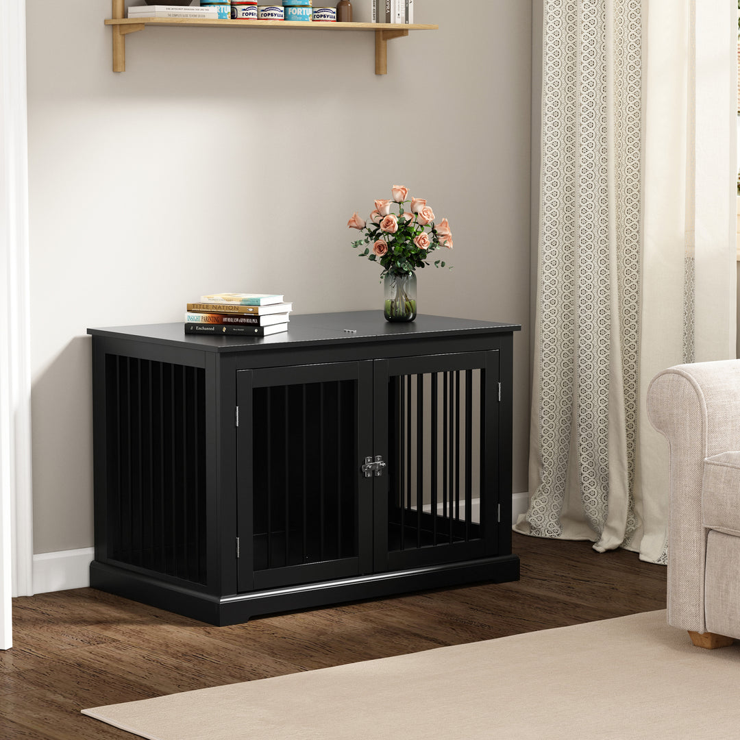 HLR® Furniture-Style Decorative Dog Crate for Small & Medium Dogs with Cushion Flip-top Plate and Chew-Proof Metal Bars
