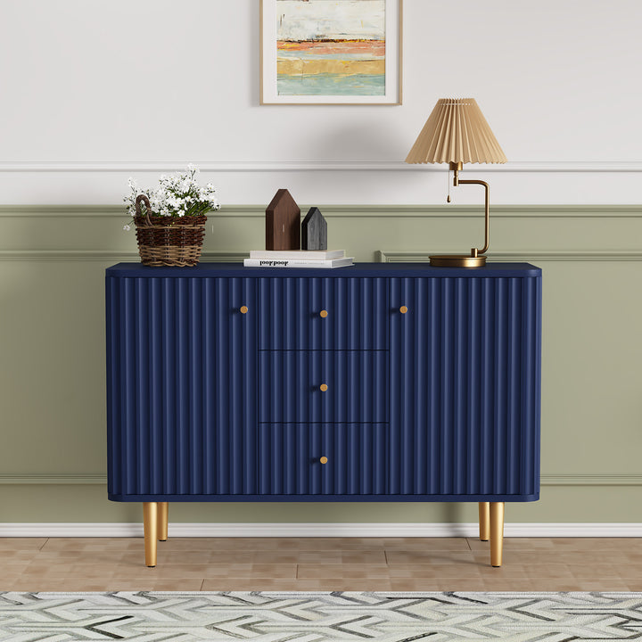 HLR® Modern Fluted Accent Sideboard Buffet with Drawers & Storage Cabinet – Stylish Organizer for Entryway, Kitchen & Living Room