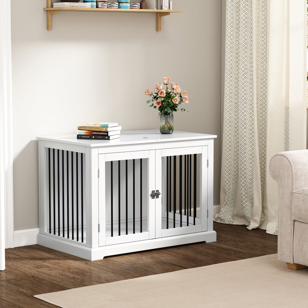 HLR® Furniture-Style Decorative Dog Crate for Small & Medium Dogs with Cushion Flip-top Plate and Chew-Proof Metal Bars