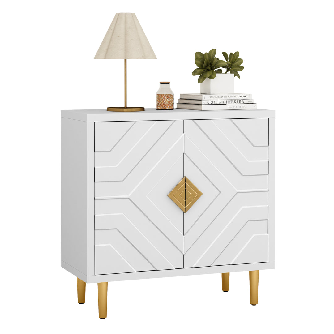 HLR® Modern Accent Cabinet – Decorative Embossed Pattern Doors Sideboard Buffet with Storage – Stylish Storage for Living Room & Dining