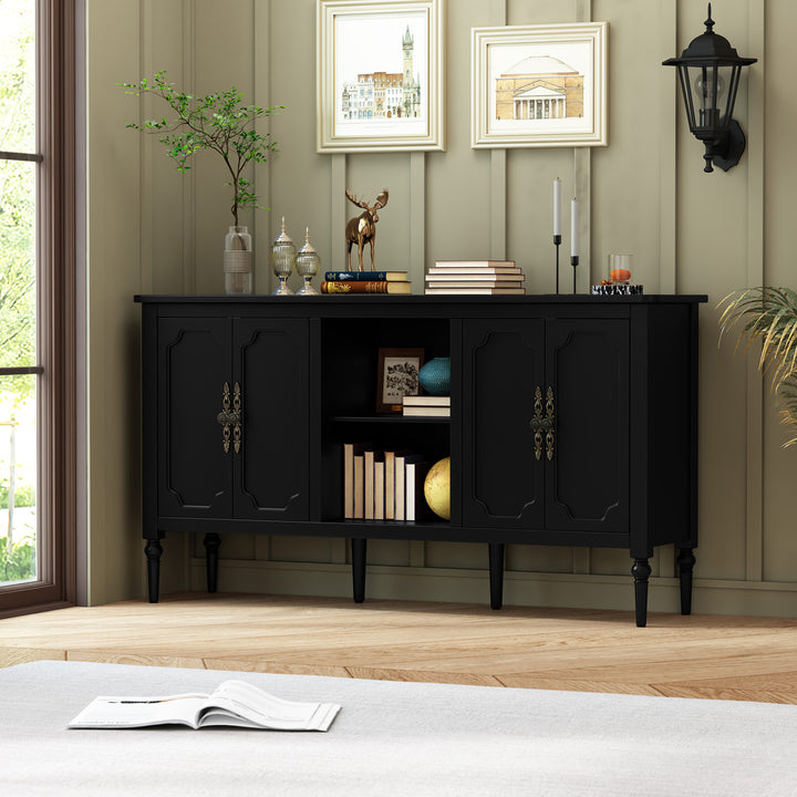 HLR® 67'' Modern Farmhouse TV Stand with Wood Center for 75'' TVs Storage and Cable Management for Living Room