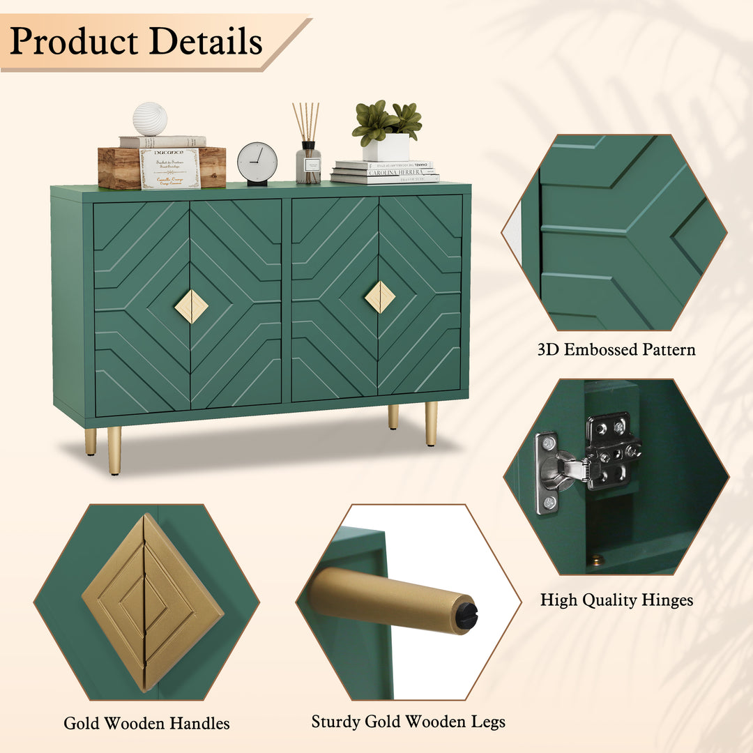 HLR® Modern Accent Cabinet – Decorative Embossed Pattern Doors Sideboard Buffet Credenza with Storage – Stylish Storage for Living Room & Dining