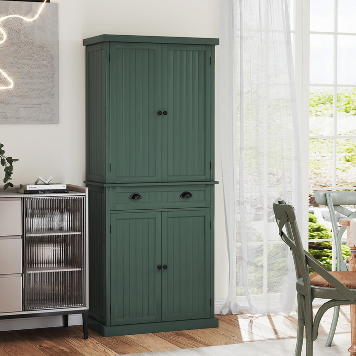 HLR® Classic White Freestanding Pantry Cabinet with Adjustable Shelves & Drawer – Versatile Storage for Kitchen, Bathroom & Hallway