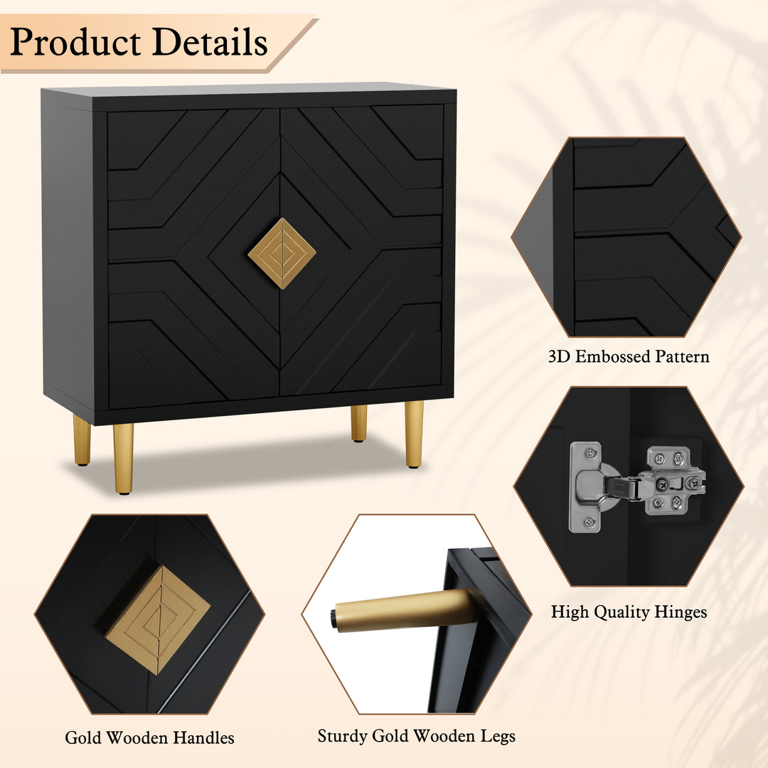 HLR® Modern Accent Cabinet – Decorative Embossed Pattern Doors Sideboard Buffet with Storage – Stylish Storage for Living Room & Dining
