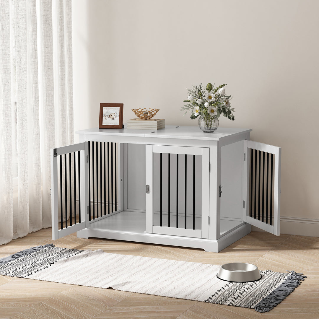 HLR® Furniture-Style Decorative Dog Crate for Small & Medium Dogs with Cushion Flip-top Plate and Chew-Proof Metal Bars