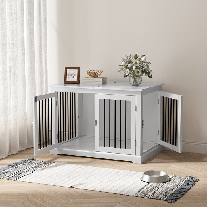 HLR® Furniture-Style Decorative Dog Crate for Small & Medium Dogs with Cushion Flip-top Plate and Chew-Proof Metal Bars