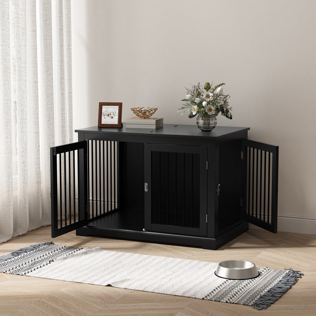 HLR® Furniture-Style Decorative Dog Crate for Small & Medium Dogs with Cushion Flip-top Plate and Chew-Proof Metal Bars