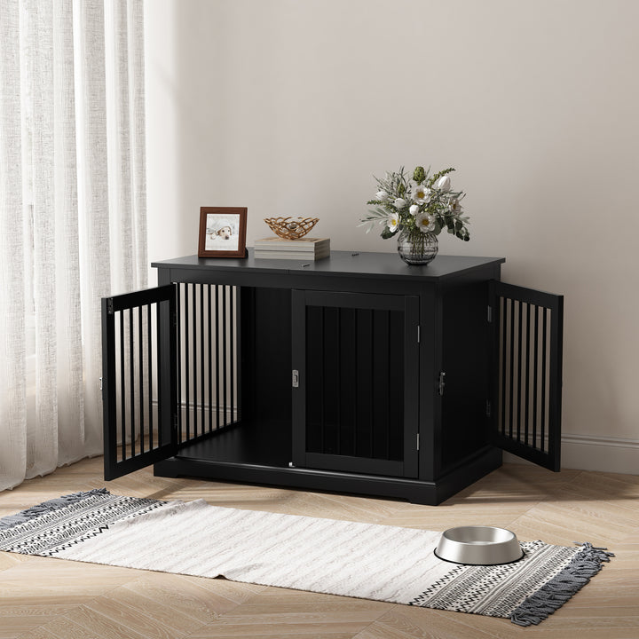 HLR® Furniture-Style Decorative Dog Crate for Small & Medium Dogs with Cushion Flip-top Plate and Chew-Proof Metal Bars