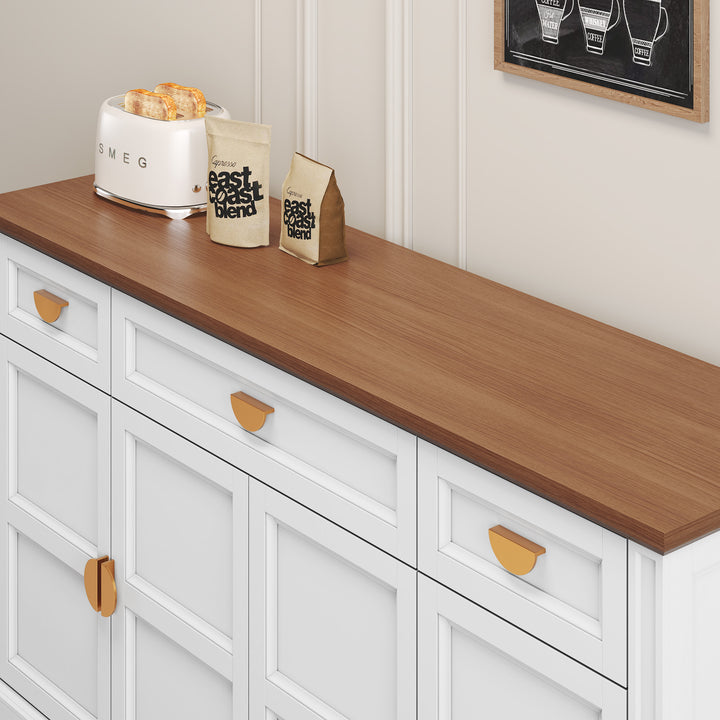 HLR® 59" Modern Large Sideboard Buffet Cabinet with 3 Drawers & 4 Doors – Organize Kitchen Clutter & Maximize Space, Green/White