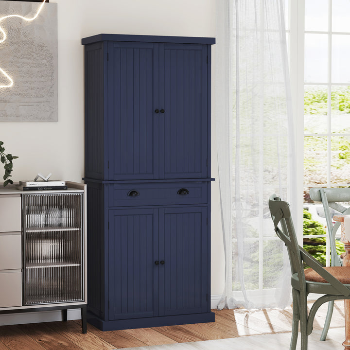 HLR® Classic White Freestanding Pantry Cabinet with Adjustable Shelves & Drawer – Versatile Storage for Kitchen, Bathroom & Hallway