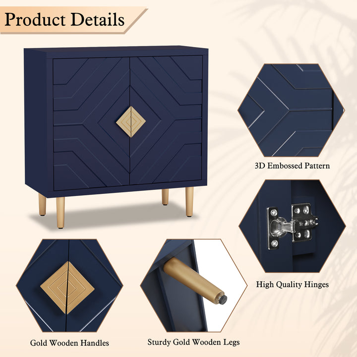 HLR® Modern Accent Cabinet – Decorative Embossed Pattern Doors Sideboard Buffet with Storage – Stylish Storage for Living Room & Dining