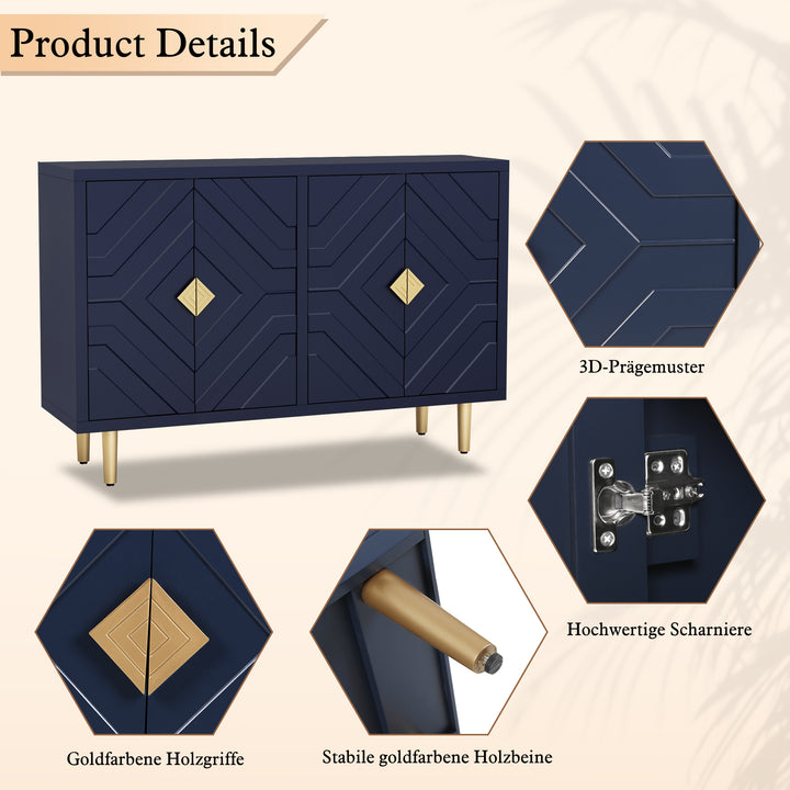 HLR® Modern Accent Cabinet – Decorative Embossed Pattern Doors Sideboard Buffet Credenza with Storage – Stylish Storage for Living Room & Dining