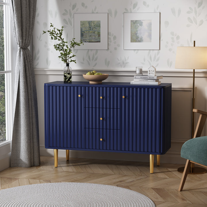 HLR® Modern Fluted Accent Sideboard Buffet with Drawers & Storage Cabinet – Stylish Organizer for Entryway, Kitchen & Living Room