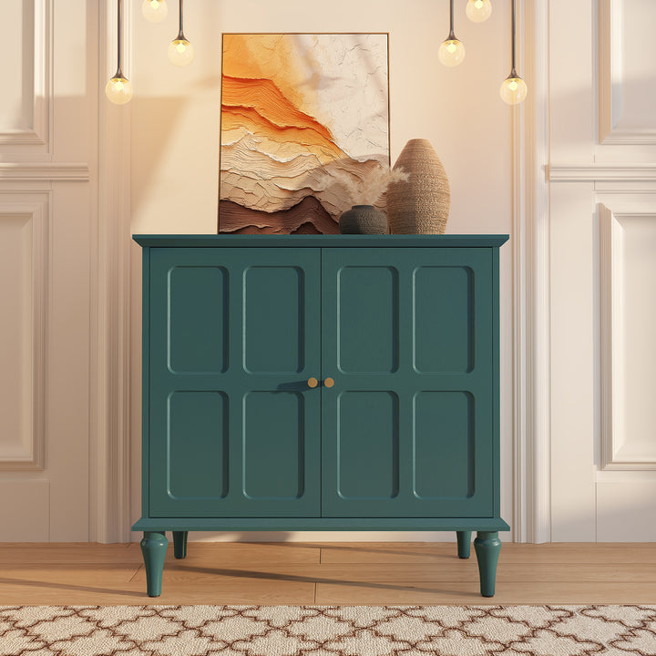 HLR® Mid-Century Modern 31.4''W Wooden Credenza Sideboard – 2-Door with Adjustable Shelves for Living & Dining Room