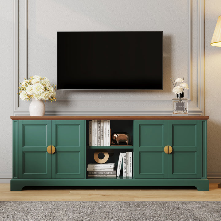 HLR® 67'' Modern Farmhouse TV Stand with Wood Entertainment Center for 75'' TVs Storage and Cable Management for Living Room