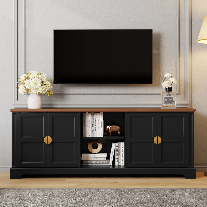 HLR® 67'' Modern Farmhouse TV Stand with Wood Entertainment Center for 75'' TVs Storage and Cable Management for Living Room