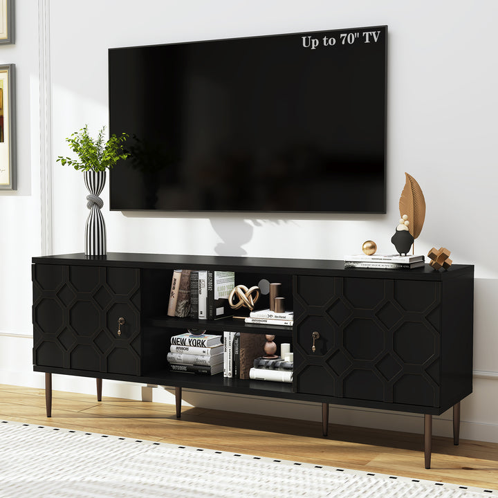 HLR® Mid-Century Modern Brown Nightstand – Single 2-Drawer Solid Wood End Table with Antique Brass Handles – for Bedroom & Living Room