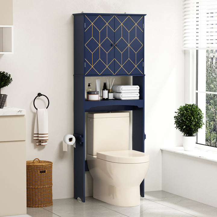 HLR® Space-Saving Over-The-Toilet Storage Cabinet with Doors & Adjustable Shelves – Fits Most Standard Toilets for Bathroom Organization