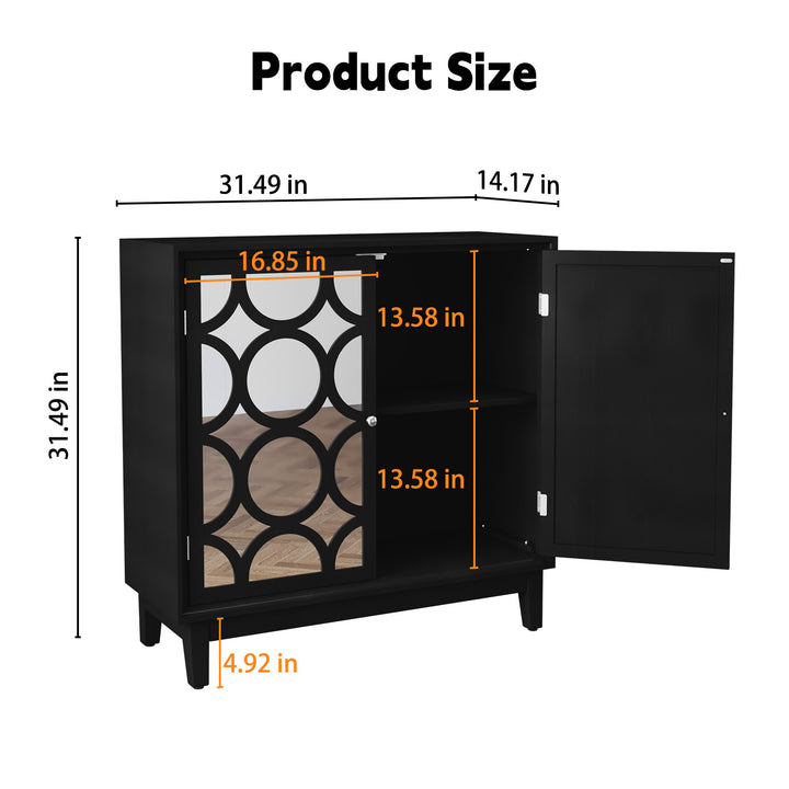 HLR® Modern Sideboard Buffet with 2 Mirror Doors – Glam Accent Storage Cabinet for Living, Dining & Entryway