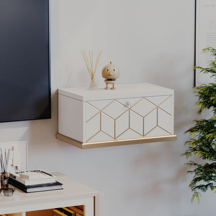 HLR® Large Floating Nightstand Wall Mounted with Removable Flip Door – Space-Saving Multi-Purpose Shelves, Green/Black/White