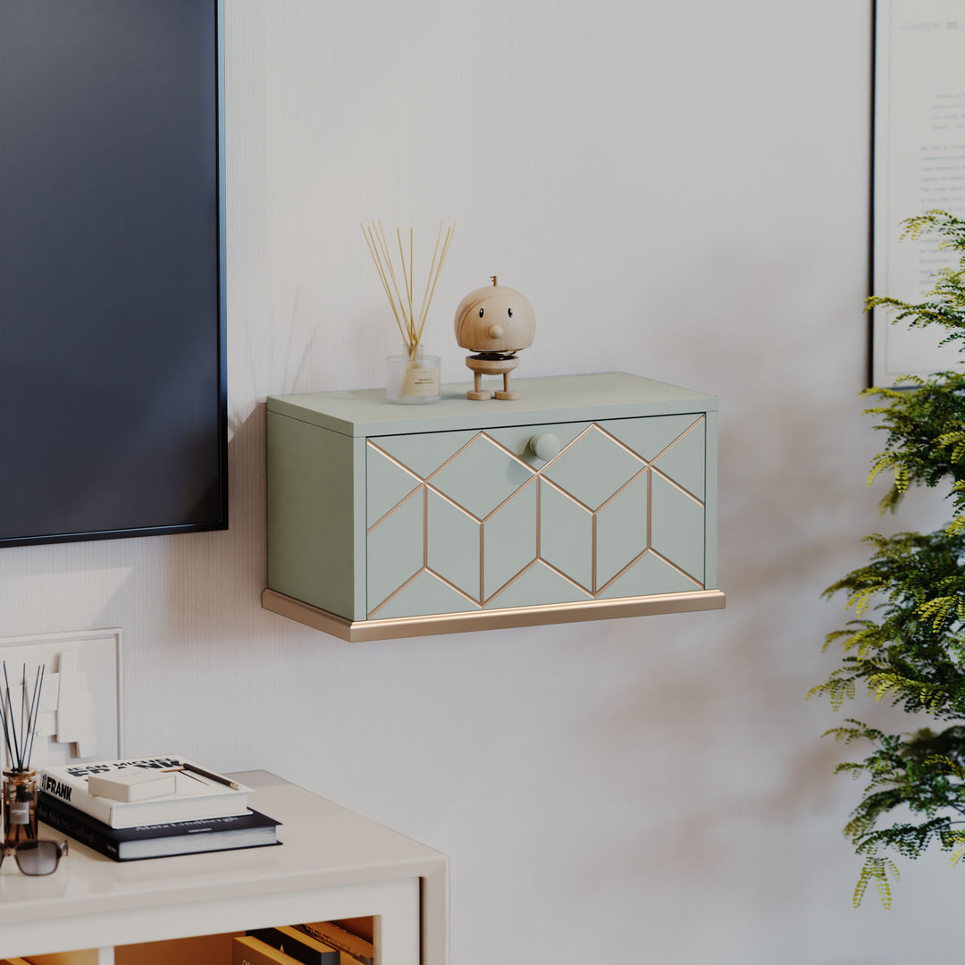 HLR® Small Floating Nightstand Wall Mounted – Removable Door, Easy to Install & Space-Saving for Small Bedrooms, Bathrooms