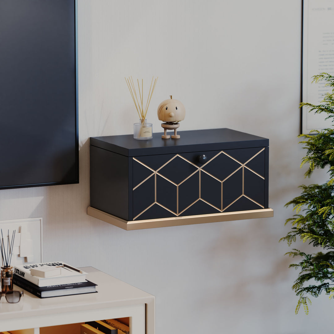 HLR® Large Floating Nightstand Wall Mounted with Removable Flip Door – Space-Saving Multi-Purpose Shelves, Green/Black/White