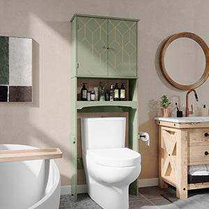 HLR® Space-Saving Over-The-Toilet Storage Cabinet with Doors & Adjustable Shelves – Fits Most Standard Toilets for Bathroom Organization